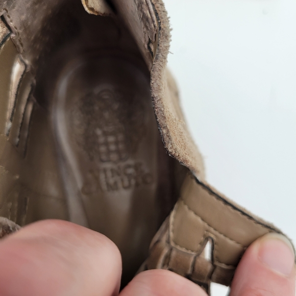 Womans Vince Camuto Peera Brown Suede Ankle Booties Back Zipper S 8 - Picture 11 of 13